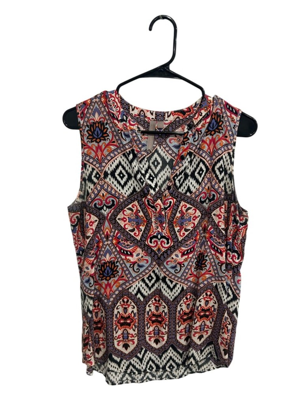 Brina & Em Small Multicolor Geometric Floral Top Rayon Art Creativecore